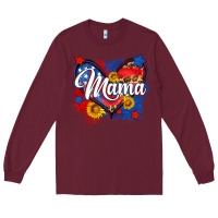Burgundy American mama heart Long Sleeve Tee - Neo Western