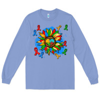 Colony Blue autism sunflower ribbon Long Sleeve Tee - AdoDesignShop