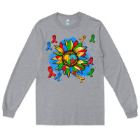 Heather Grey autism sunflower ribbon Long Sleeve Tee - AdoDesignShop