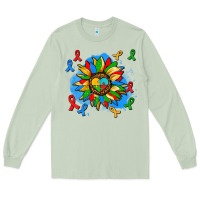 Matcha autism sunflower ribbon Long Sleeve Tee - AdoDesignShop