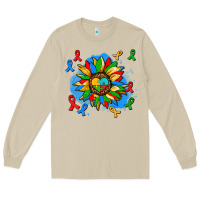Mushroom autism sunflower ribbon Long Sleeve Tee - AdoDesignShop