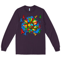 Plum autism sunflower ribbon Long Sleeve Tee - AdoDesignShop