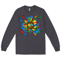 Smoke autism sunflower ribbon Long Sleeve Tee - AdoDesignShop