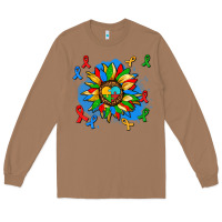 Toasted Coconut autism sunflower ribbon Long Sleeve Tee - AdoDesignShop