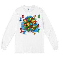 White autism sunflower ribbon Long Sleeve Tee - AdoDesignShop