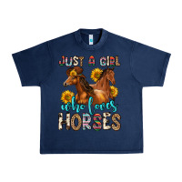 Navy just a girl who loves horses Urban Heavy Tee - Zillion Design Studio