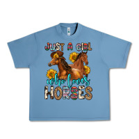 Pebble Blue just a girl who loves horses Urban Heavy Tee - Zillion Design Studio