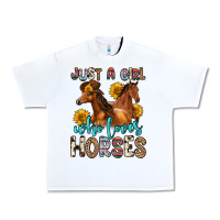 White just a girl who loves horses Urban Heavy Tee - Zillion Design Studio
