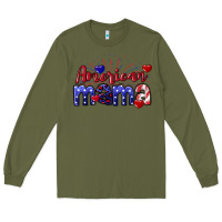 Army Green American Mama 4th of july Long Sleeve Tee - CowGirlArtShop
