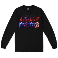 Black American Mama 4th of july Long Sleeve Tee - CowGirlArtShop