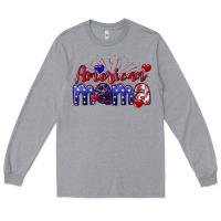 Heather Grey American Mama 4th of july Long Sleeve Tee - CowGirlArtShop