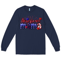 Navy American Mama 4th of july Long Sleeve Tee - CowGirlArtShop
