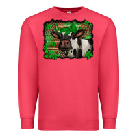 Cardinal st Patricks cow with leopard background holstein cow Premium Sweatshirt - Jasminsmagicworld