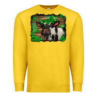 Lemon st Patricks cow with leopard background holstein cow Premium Sweatshirt - Jasminsmagicworld