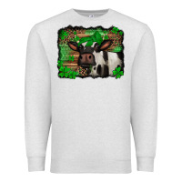 Oatmeal Heather st Patricks cow with leopard background holstein cow Premium Sweatshirt - Jasminsmagicworld