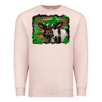 Pale Pink st Patricks cow with leopard background holstein cow Premium Sweatshirt - Jasminsmagicworld