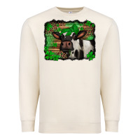 Sandshell st Patricks cow with leopard background holstein cow Premium Sweatshirt - Jasminsmagicworld