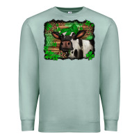 Seafoam st Patricks cow with leopard background holstein cow Premium Sweatshirt - Jasminsmagicworld
