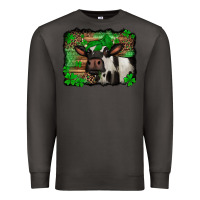 Smoke st Patricks cow with leopard background holstein cow Premium Sweatshirt - Jasminsmagicworld