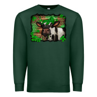 Sports Green st Patricks cow with leopard background holstein cow Premium Sweatshirt - Jasminsmagicworld