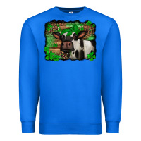 True Royal st Patricks cow with leopard background holstein cow Premium Sweatshirt - Jasminsmagicworld