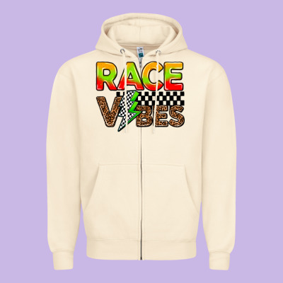 Race Vibes Zipper Hoodie Designed By Adodesignshop