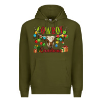 Army Green cowboy christmas Premium Hoodie - MaliasSmallBusiness