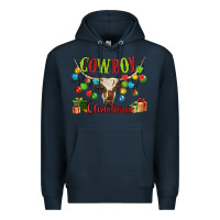 Navy cowboy christmas Premium Hoodie - MaliasSmallBusiness