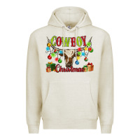Oatmeal Heather cowboy christmas Premium Hoodie - MaliasSmallBusiness