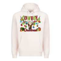 Pale Pink cowboy christmas Premium Hoodie - MaliasSmallBusiness