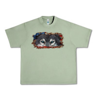 Oil Green wolf eyes american flag Urban Heavy Tee - RanaPortraitStore