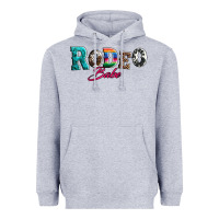 Heather Grey rodeo babe turquoise serape cowhide leopard Heavyweight Hoodie - Artiststas