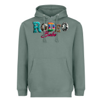 Sage rodeo babe turquoise serape cowhide leopard Heavyweight Hoodie - Artiststas