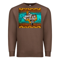 Chestnut sunflowers cowhide leopard texas map Premium Sweatshirt - BarkalooDesign