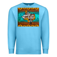 Ocean Blue sunflowers cowhide leopard texas map Premium Sweatshirt - BarkalooDesign