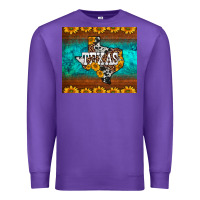 Purple sunflowers cowhide leopard texas map Premium Sweatshirt - BarkalooDesign