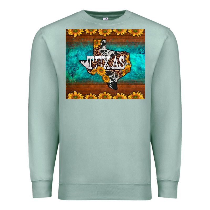 Sunflowers Cowhide Leopard Texas Map Premium Sweatshirt by BarkalooDesign | Teevron
