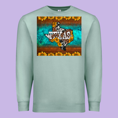 Sunflowers Cowhide Leopard Texas Map Premium Sweatshirt Designed By Barkaloodesign