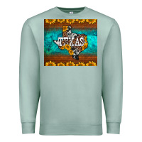 Seafoam sunflowers cowhide leopard texas map Premium Sweatshirt - BarkalooDesign