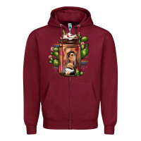 Burgundy mexican coffee cup cactus Zipper Hoodie - JahusDesignShop