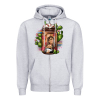 Heather Grey mexican coffee cup cactus Zipper Hoodie - JahusDesignShop