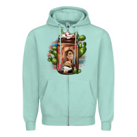Seafoam mexican coffee cup cactus Zipper Hoodie - JahusDesignShop