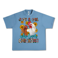 Pebble Blue just a girl who loves chickens Urban Heavy Tee - Zillion Design Studio