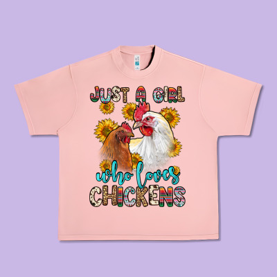 Just A Girl Who Loves Chickens Urban Heavy Tee Designed By Zillion Design Studio
