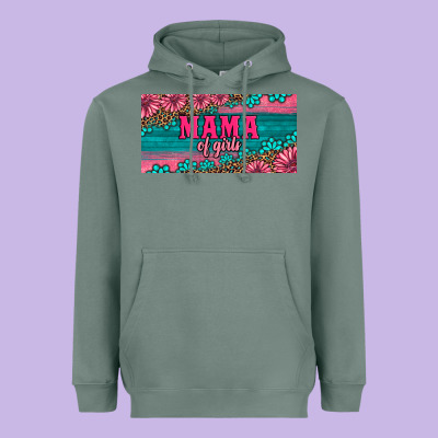 Pink Roses Mama Of Girls License Plate Heavyweight Hoodie Designed By Artiststas