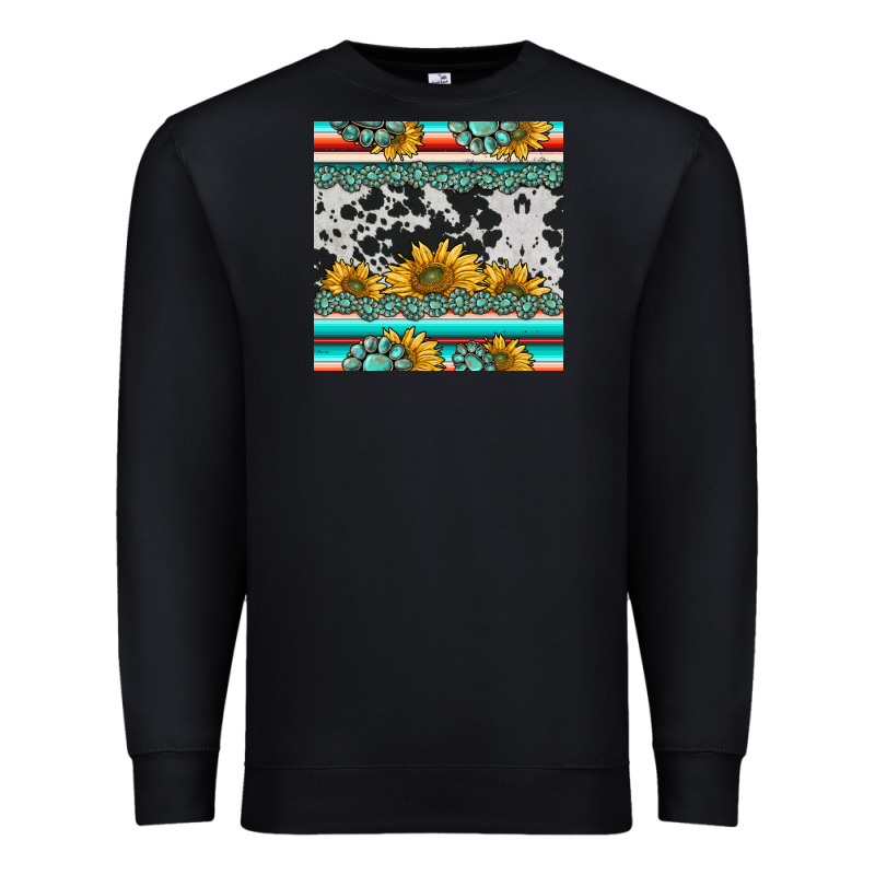 Sunflower Cowhide Serape Coaster Premium Sweatshirt by BarkalooDesign | Teevron