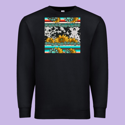 Sunflower Cowhide Serape Coaster Premium Sweatshirt Designed By Barkaloodesign