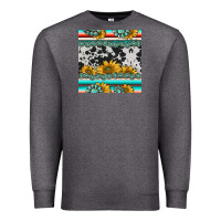 Charcoal Heather sunflower cowhide serape coaster Premium Sweatshirt - BarkalooDesign
