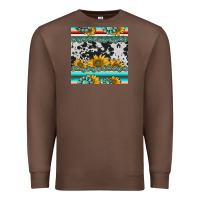 Chestnut sunflower cowhide serape coaster Premium Sweatshirt - BarkalooDesign