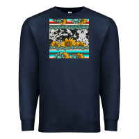 Navy sunflower cowhide serape coaster Premium Sweatshirt - BarkalooDesign